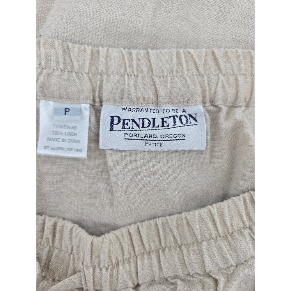 Pendleton Linen Skirt Womens Petite P Beige Elastic Drawstring Pockets EUC - Picture 3 of 5